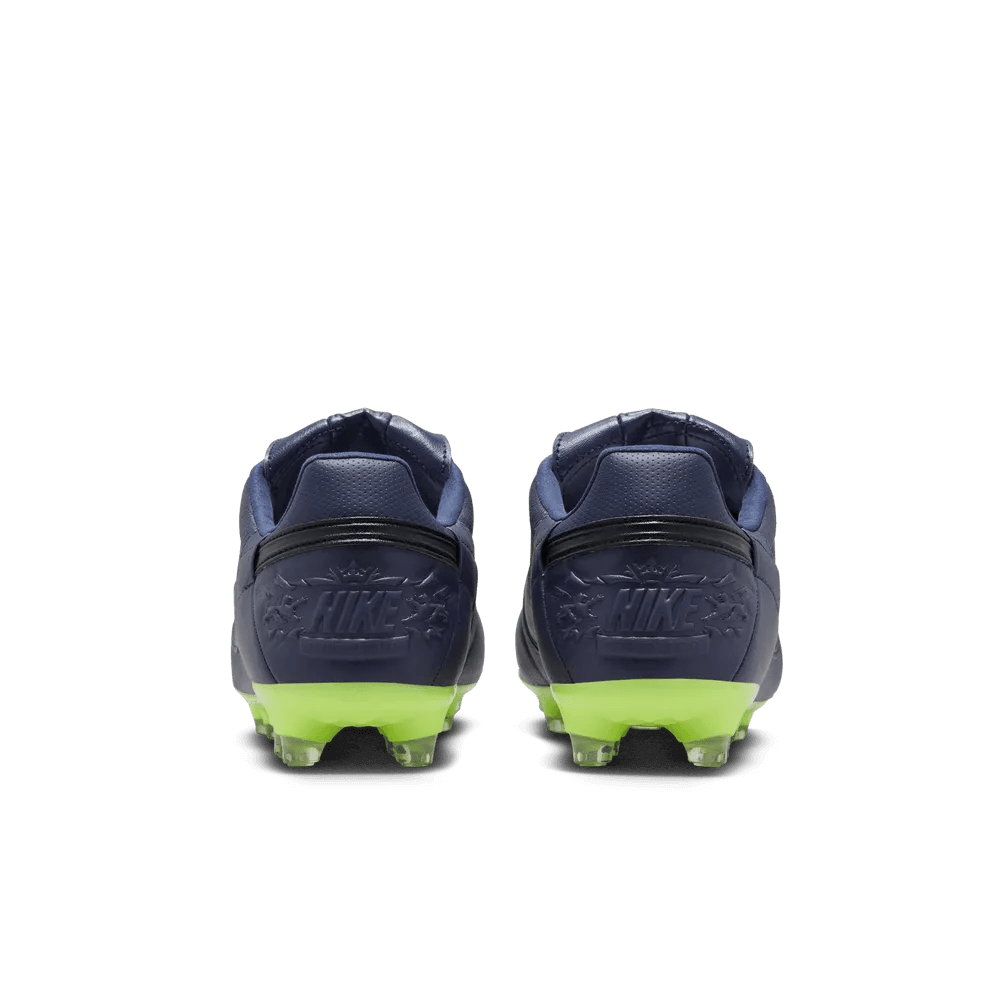 The Nike Premier III FG Blackened Blue Volt Black (Pair - Back)