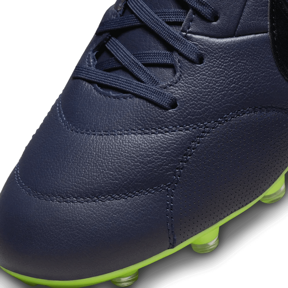The Nike Premier III FG Blackened Blue Volt Black (Detail 2)