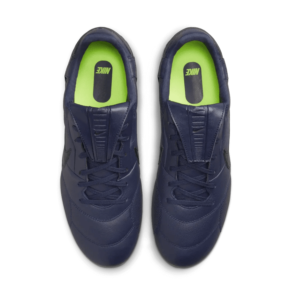 The Nike Premier III FG Blackened Blue Volt Black (Pair - Top)