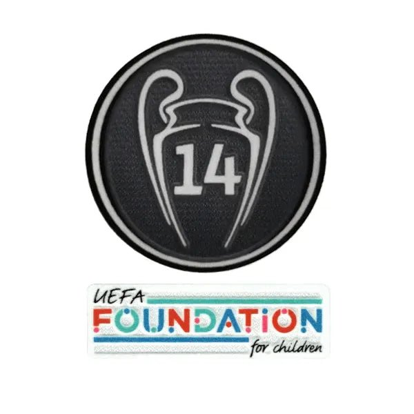UEFA 21/22 Real Madrid Champion League 14 Trophy Patch Set  (Foundation Patch Included) (Pair)