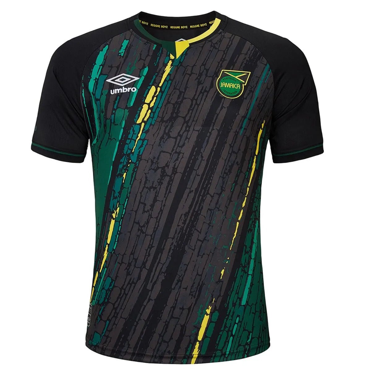 Umbro 2021-22 Jamaica Away Jersey - Black-Green-Yellow (Front)