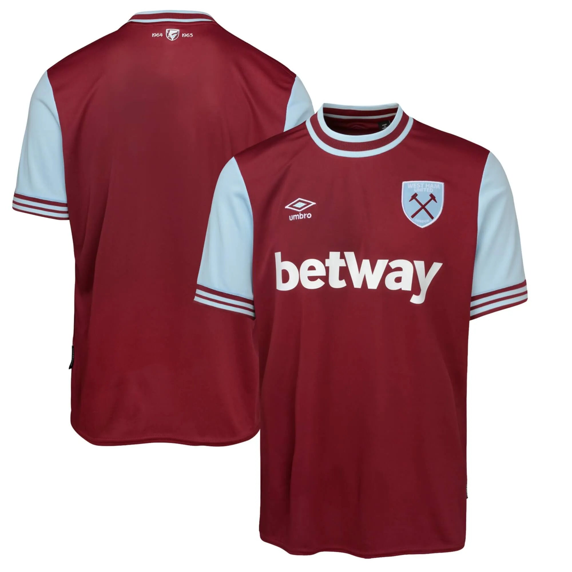 Umbro 2024-25 West Ham Men's Stadium Home Jersey (Front and Back)