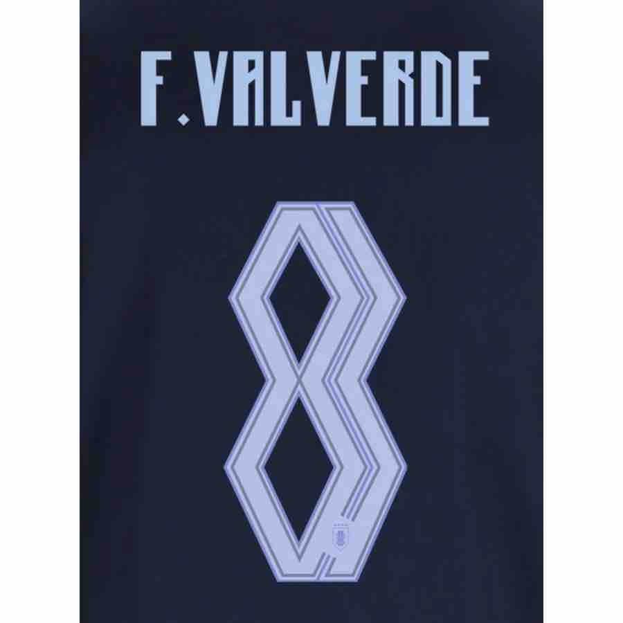 Uruguay 2026- Away F.VALVERDE #8 Jersey Name Set (Back)