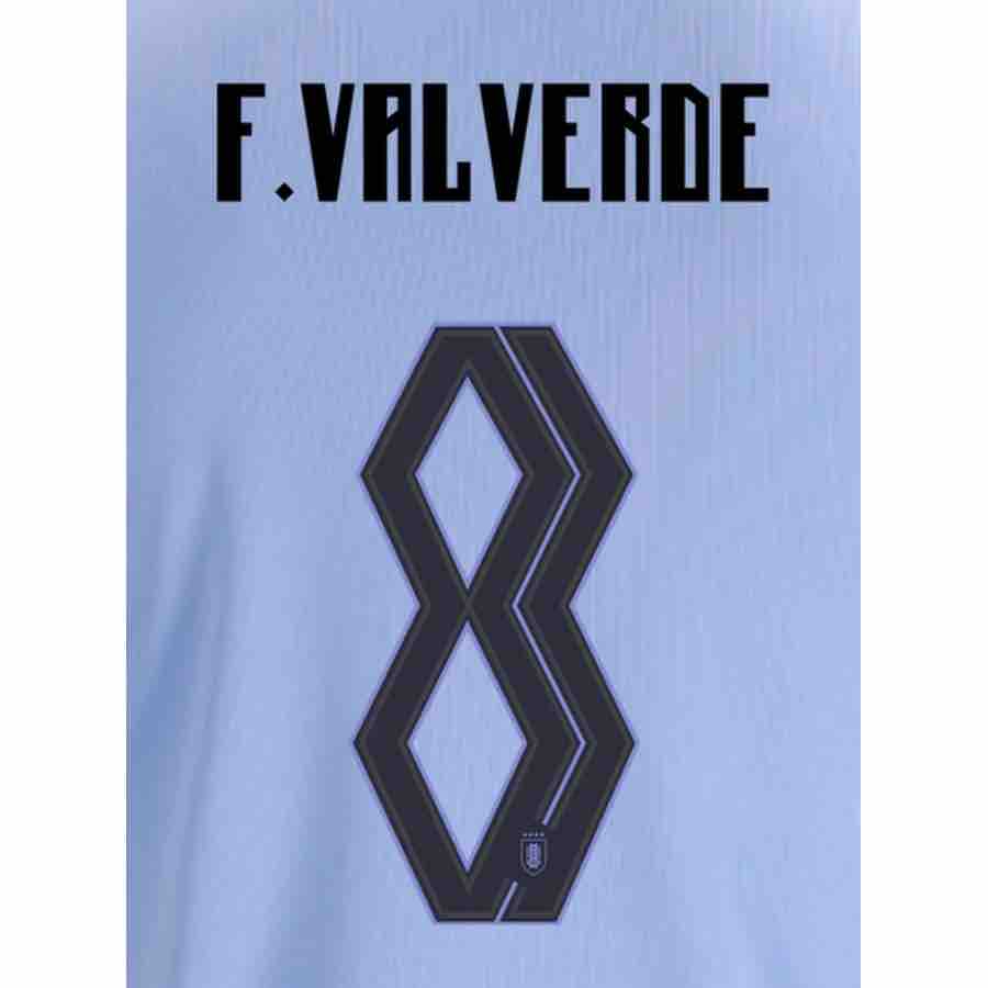 Uruguay 2026- Home F.VALVERDE #8 Jersey Name Set (Back)
