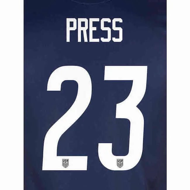 USA 2020/21 Away Women's Press #23 Jersey Name Set