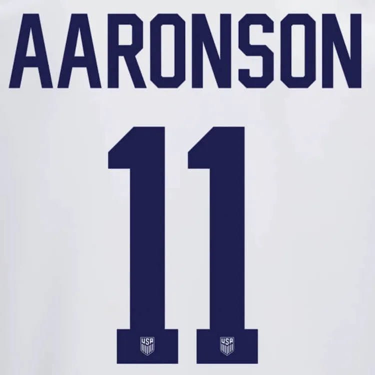USA 2022-23 Home Aaronson #11 Jersey Name Set (Back)