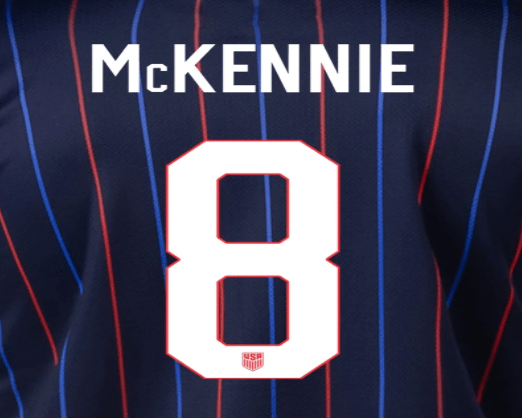 USA 2025 Away A. MCKENNIE #8 Official Name Set.