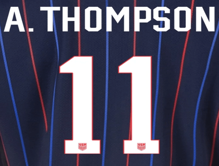 USA 2025 Away Women's A. THOMSON #11 Jersey Name Set 8"