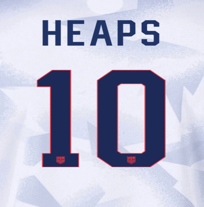 USA 2025 Home Women's G. HEAPS #10 Jersey Name Set 8"