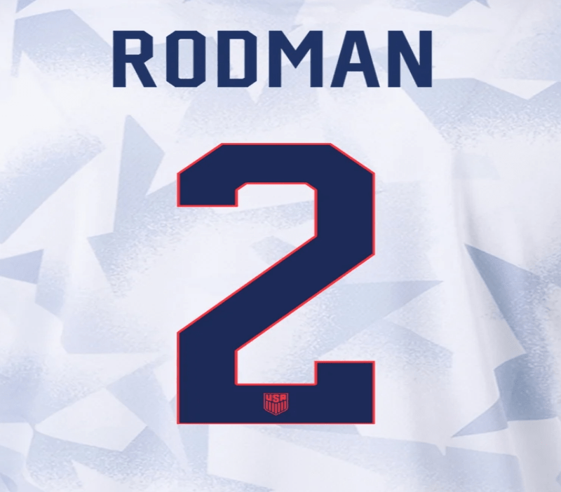 USA 2025 Home Women's Rodman #2 Jersey Name Set 8"