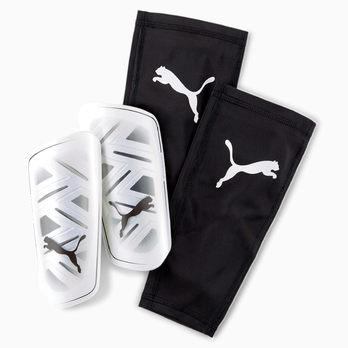 Puma Ultra Flex Sleeve Shin Guards - White-Black