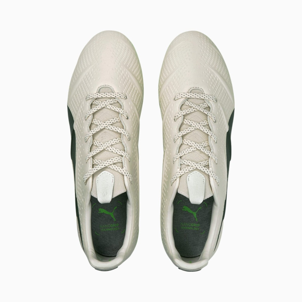 Puma King Platinum 21 Vegan FG-AG - Ivory Glow-Black-Green Glare (Pair - Top)