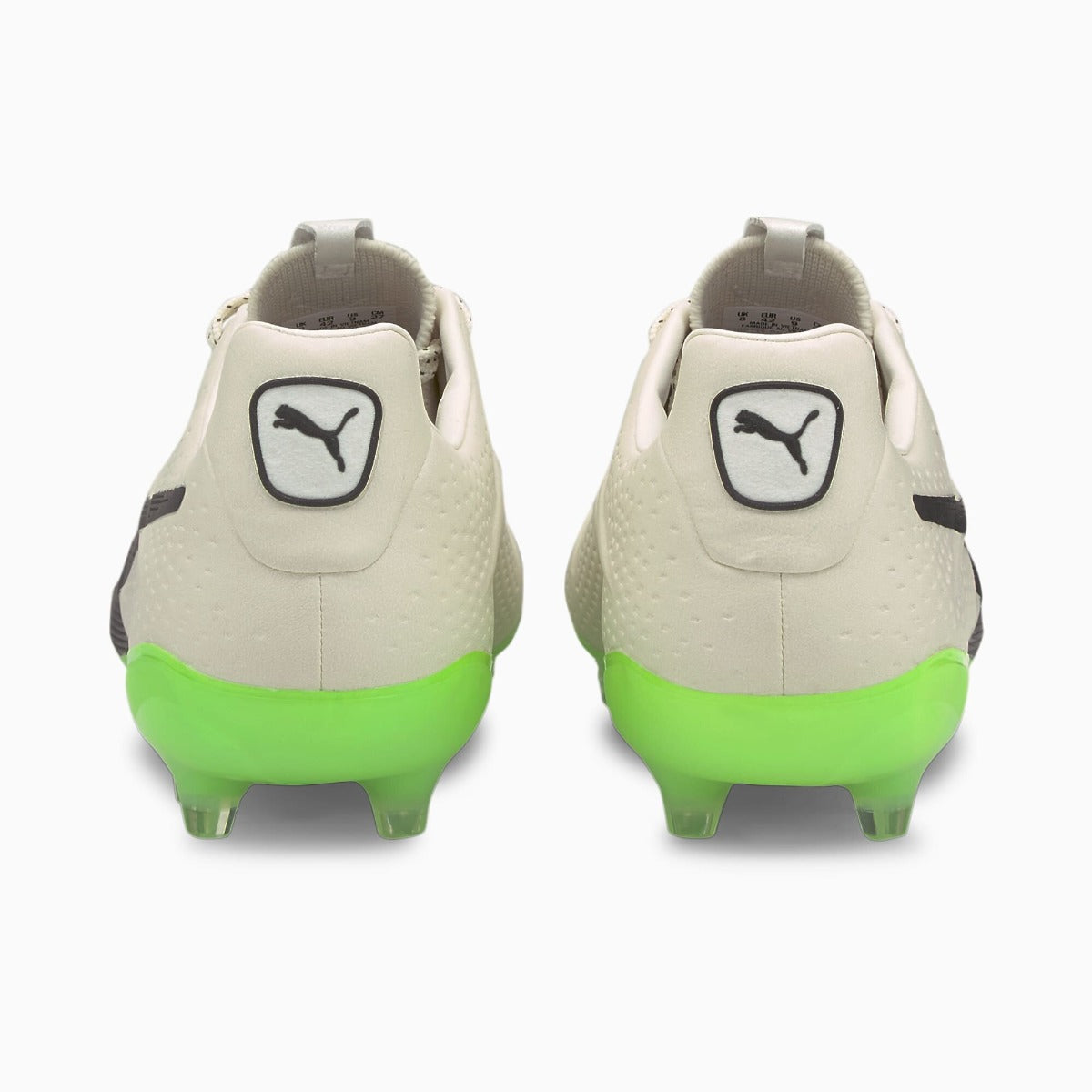 Puma King Platinum 21 Vegan FG-AG - Ivory Glow-Black-Green Glare (Pair - Back)