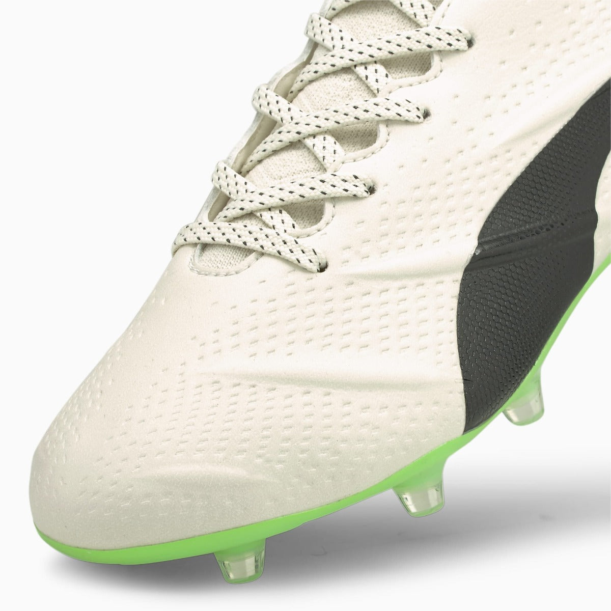 Puma King Platinum 21 Vegan FG-AG - Ivory Glow-Black-Green Glare (Detail 1)