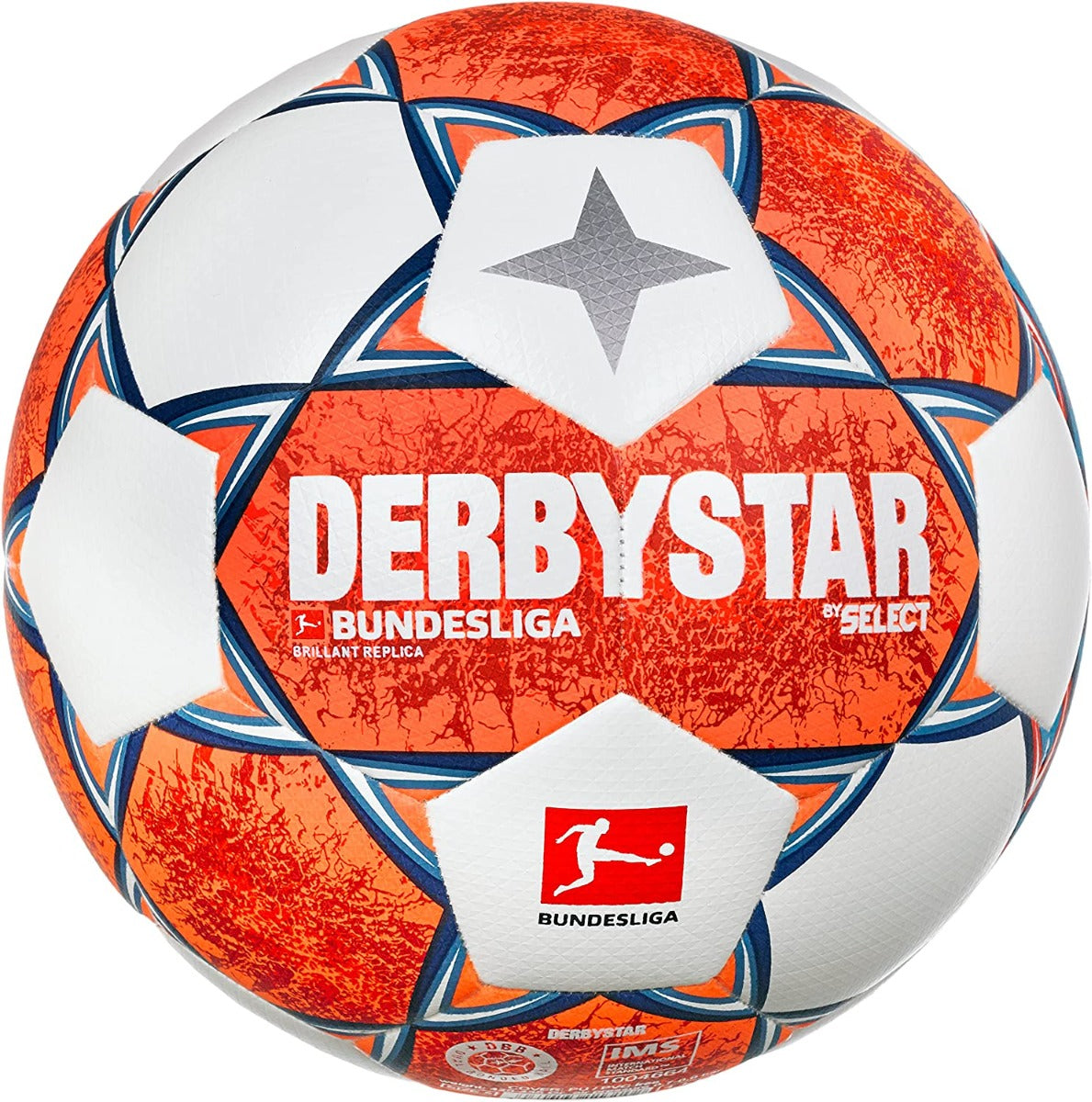 Select Derbystar Brilliant Bundesliga Ball - White-Blue-Orange (Orange - Front)