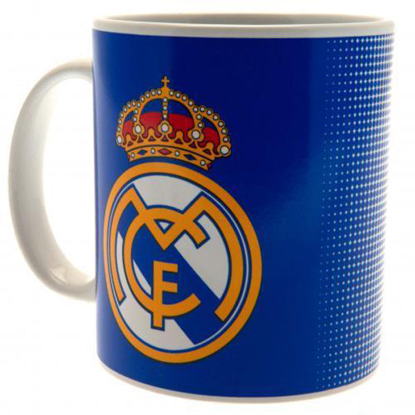 Real Madrid Halftone 11 oz Mug - White-Blue (Front)