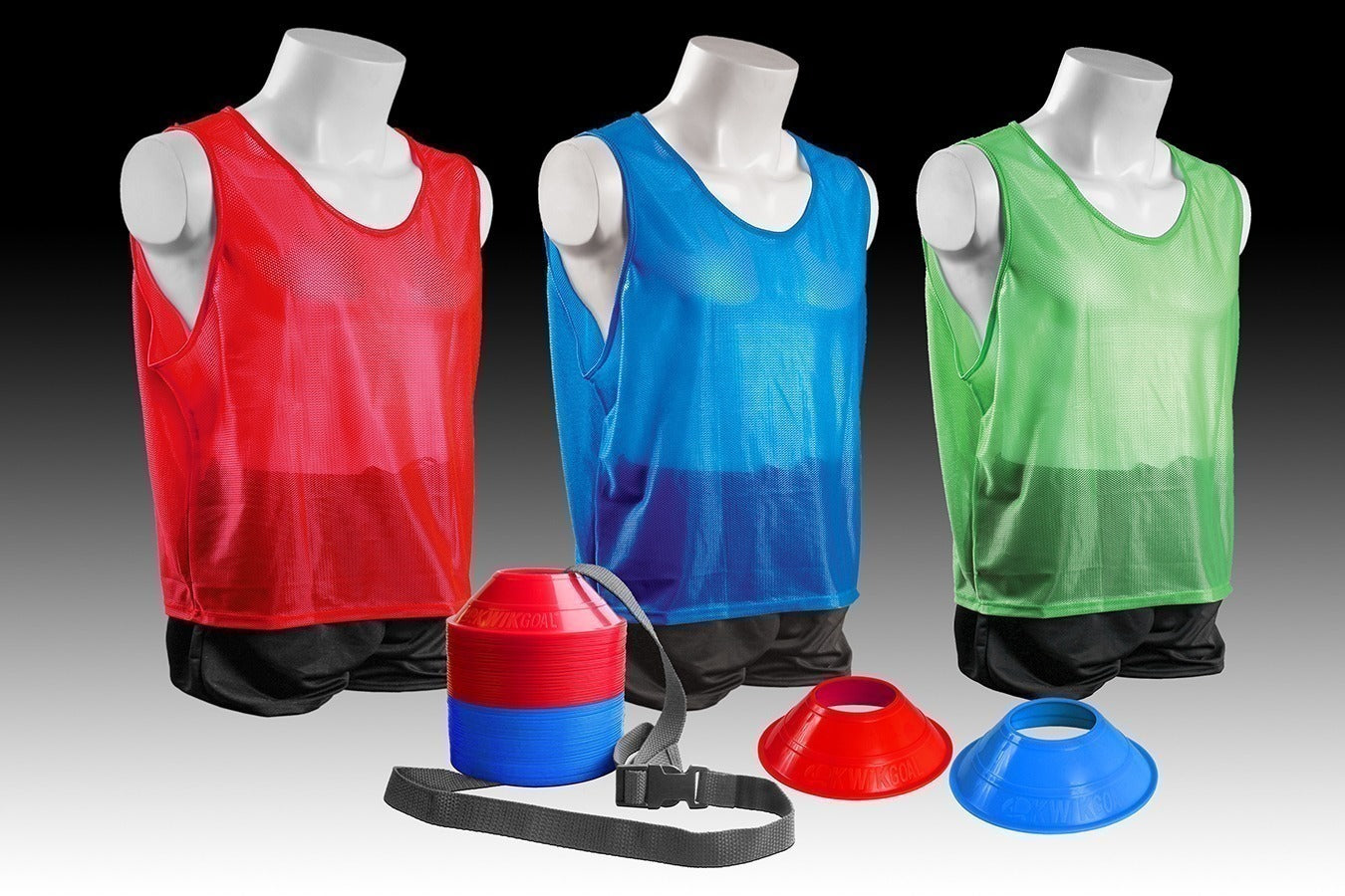Kwik Goal Mini Cone & Vest Pack - Red/Blue/Green