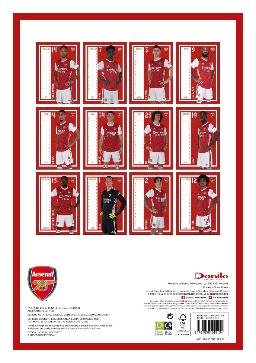 Arsenal 2021 Official Calendar