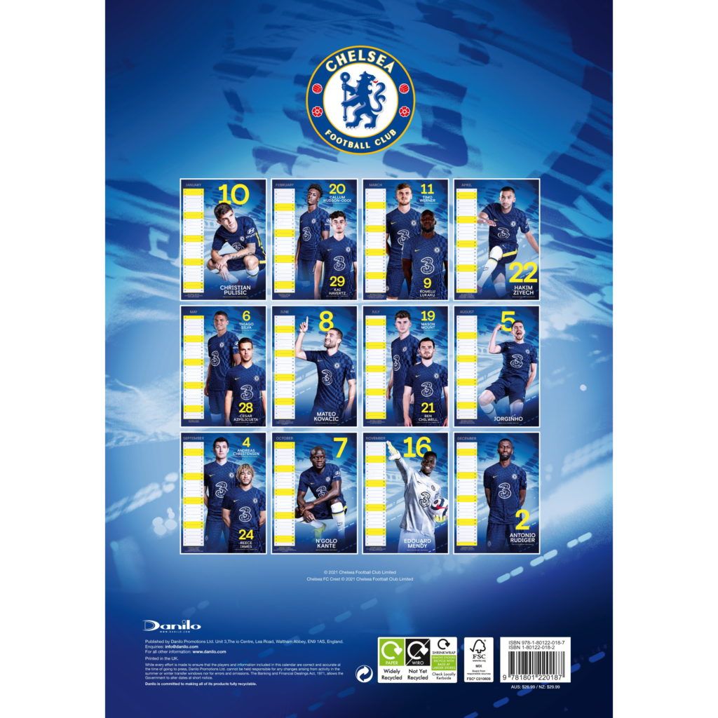 Chelsea 2022 Official Calendar (Back)