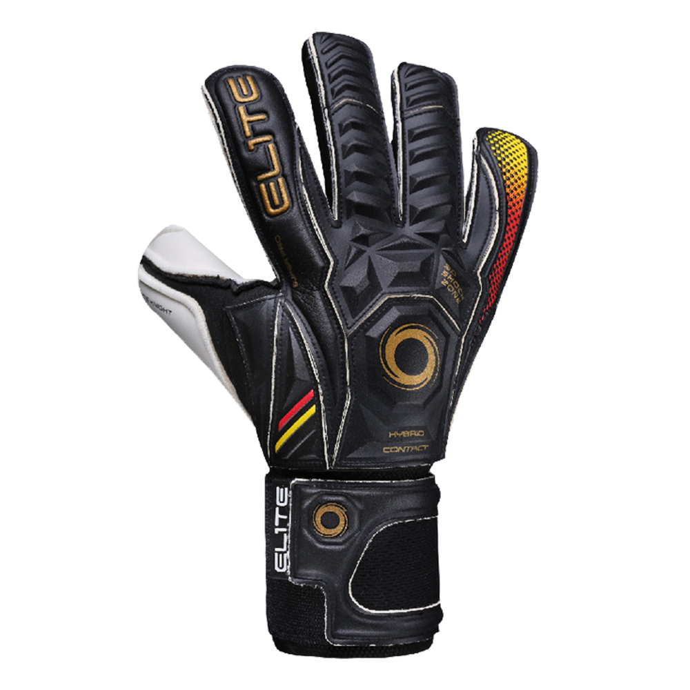 Elite Sport Knight Pro Goalkeeper Gloves - Black-Gold-Yellow (Single - Outer)
