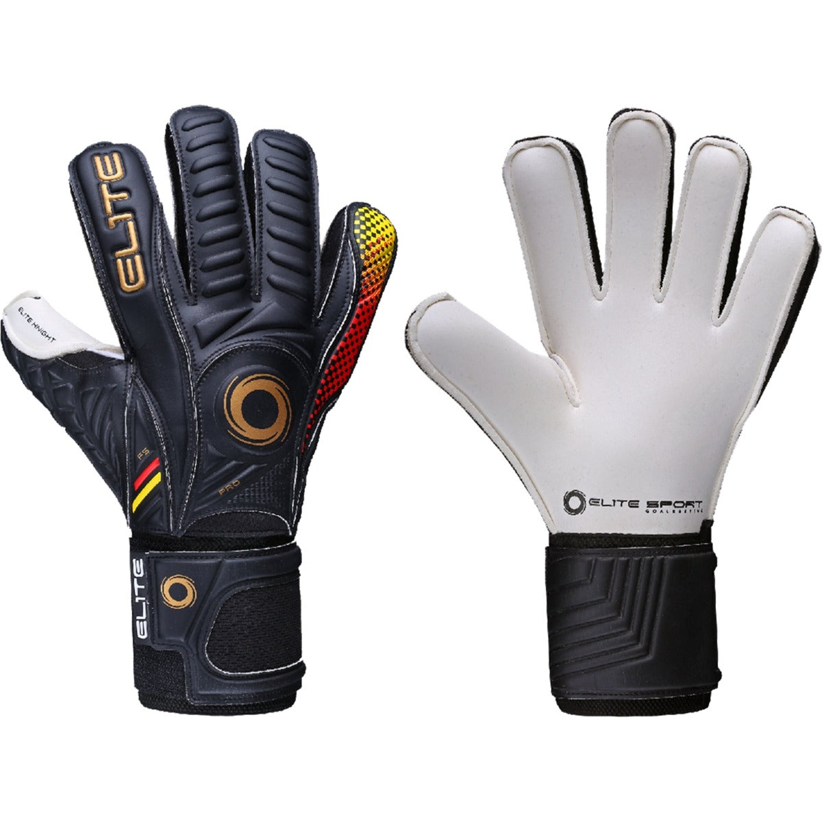 Elite Sport Knight Goalkeeper Gloves - Black-Red-Yellow (Pair)