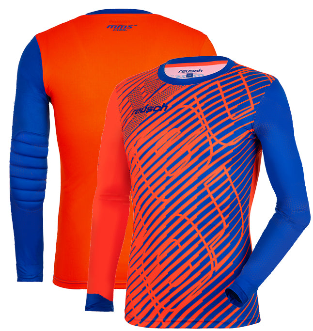 Reusch Match PRO Long-Sleeve Padded Jersey - Orange-Blue (Front and Back)