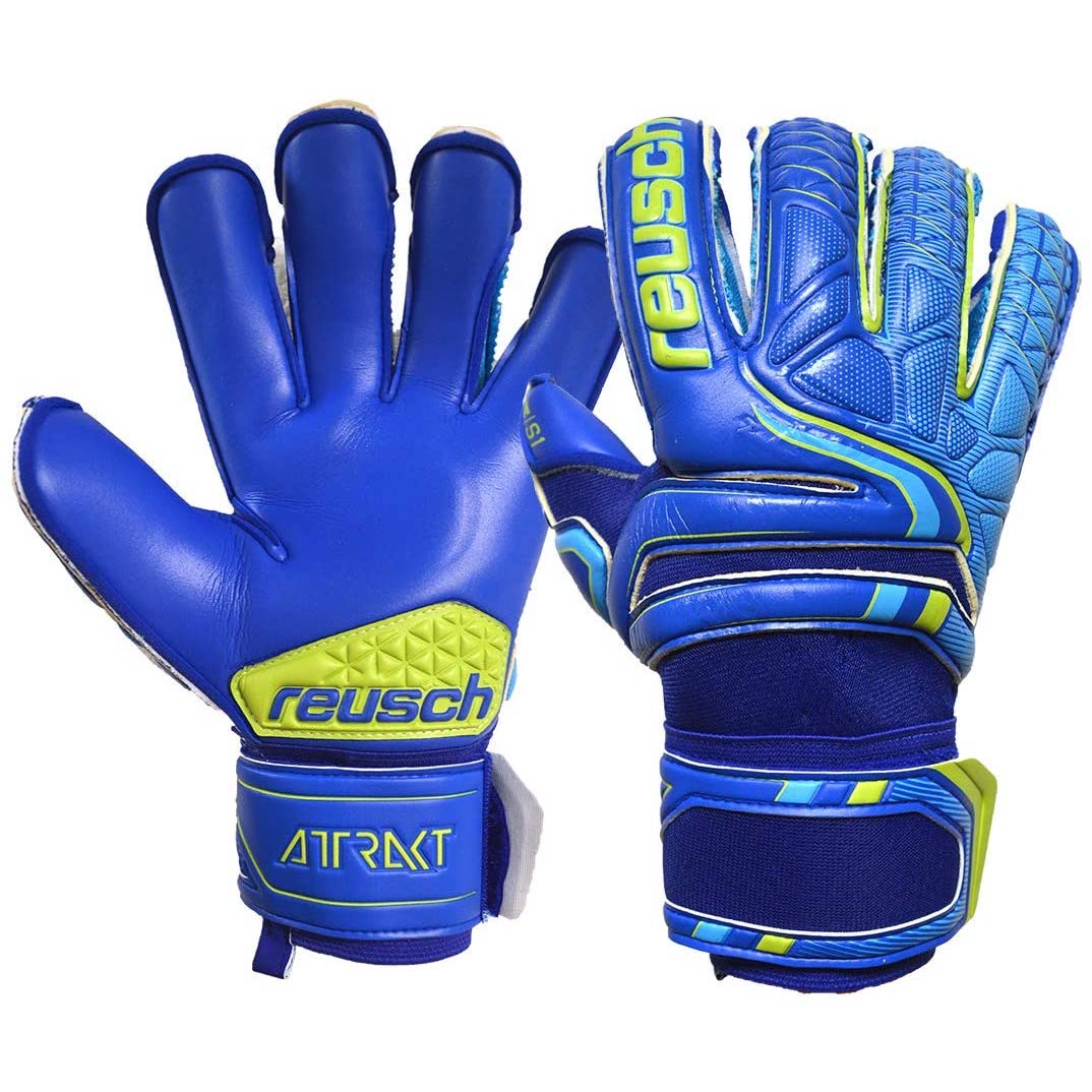 Reusch Attrakt S1 Evolution Finger Support Goalkeeper Gloves - Blue-Volt (Glove 1 - Inner/Outer)