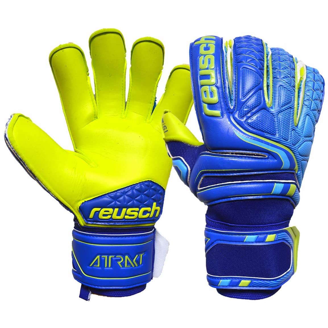 Reusch Attrakt S1 Evolution Finger Support Goalkeeper Gloves - Blue-Volt (Glove 2 - Inner/Outer)