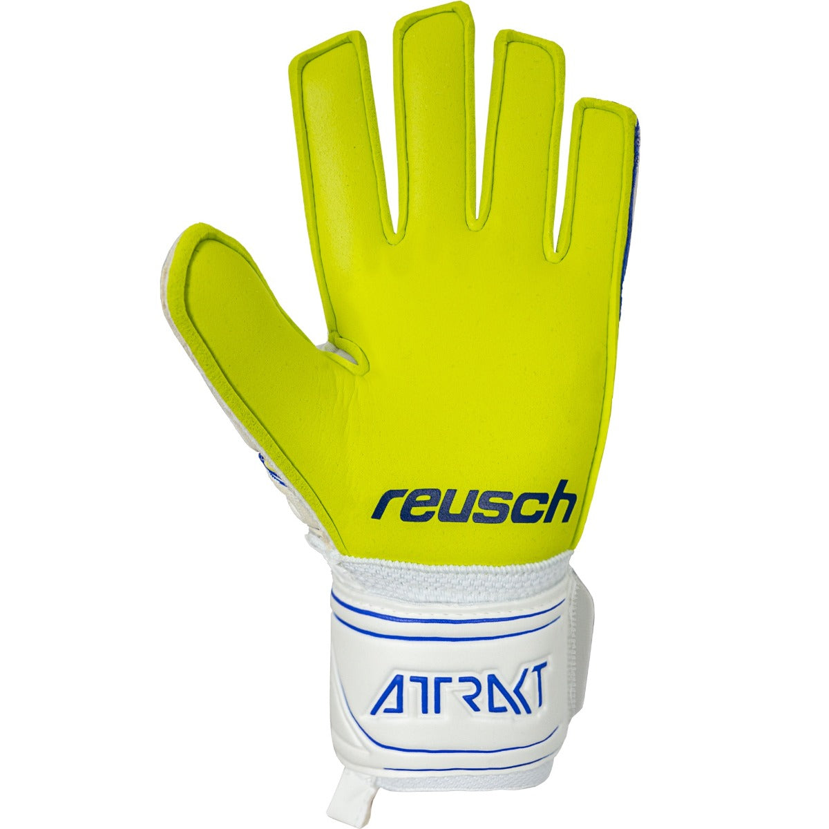 Reusch JR Attrakt S1 Goalkeeper Gloves - White-Blue-Volt