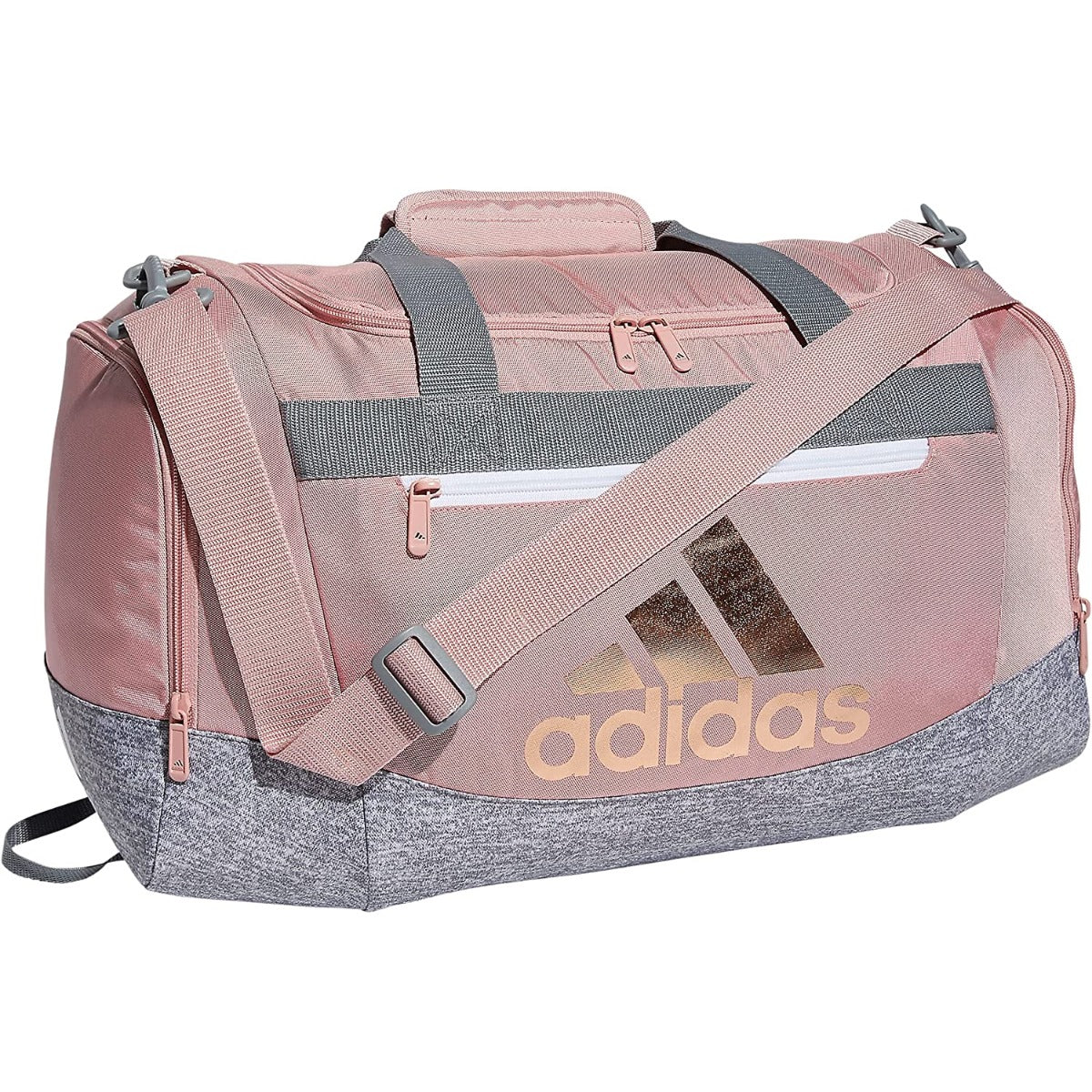 adidas Defender IV Small Duffel Bag - Mauve Pink-Jersey Grey (Front)