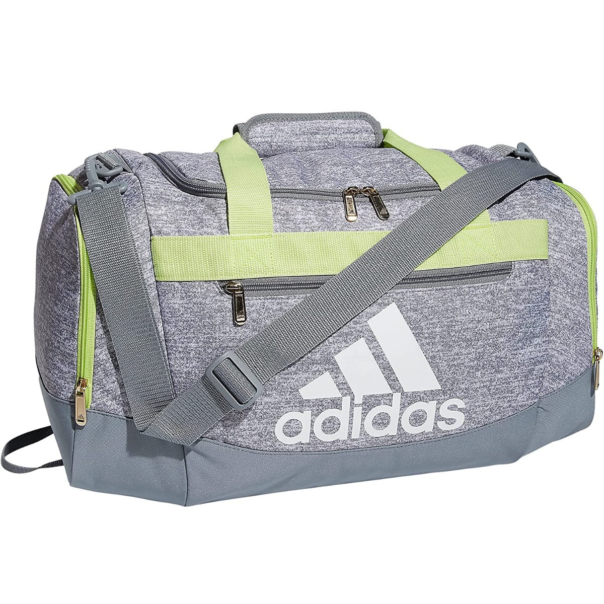 adidas Defender IV Small Duffel Bag - Grey-Lime Green (Front)