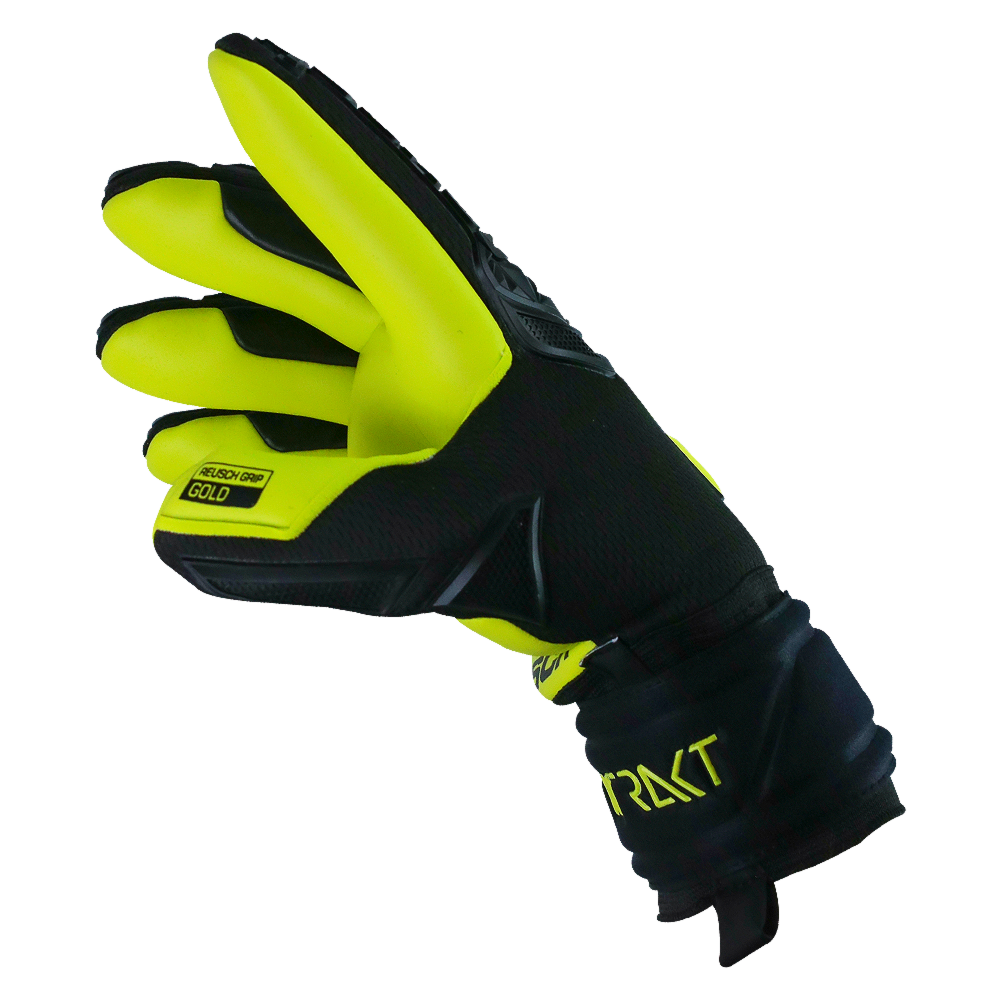 Reusch Freegel Gold Finger Support Goalkeeper Gloves - Black-Lime Green (Single - Side 2)