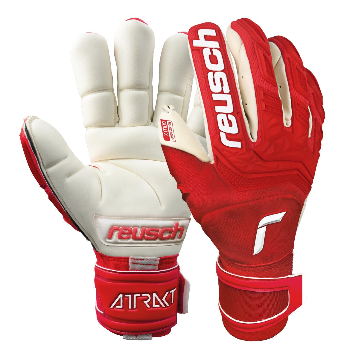 Reusch Attrakt Freegel Gold X Finger Support Goalkeeper Gloves - Red-White (Pair)