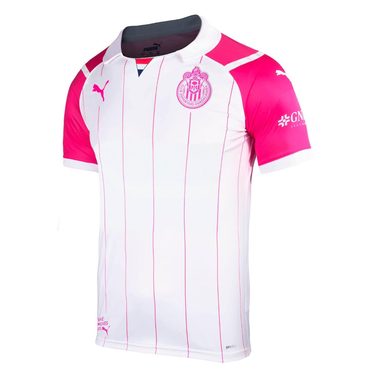 Puma Chivas 2021-22 Youth Breast Cancer Awareness Jersey White-Pink (Front)