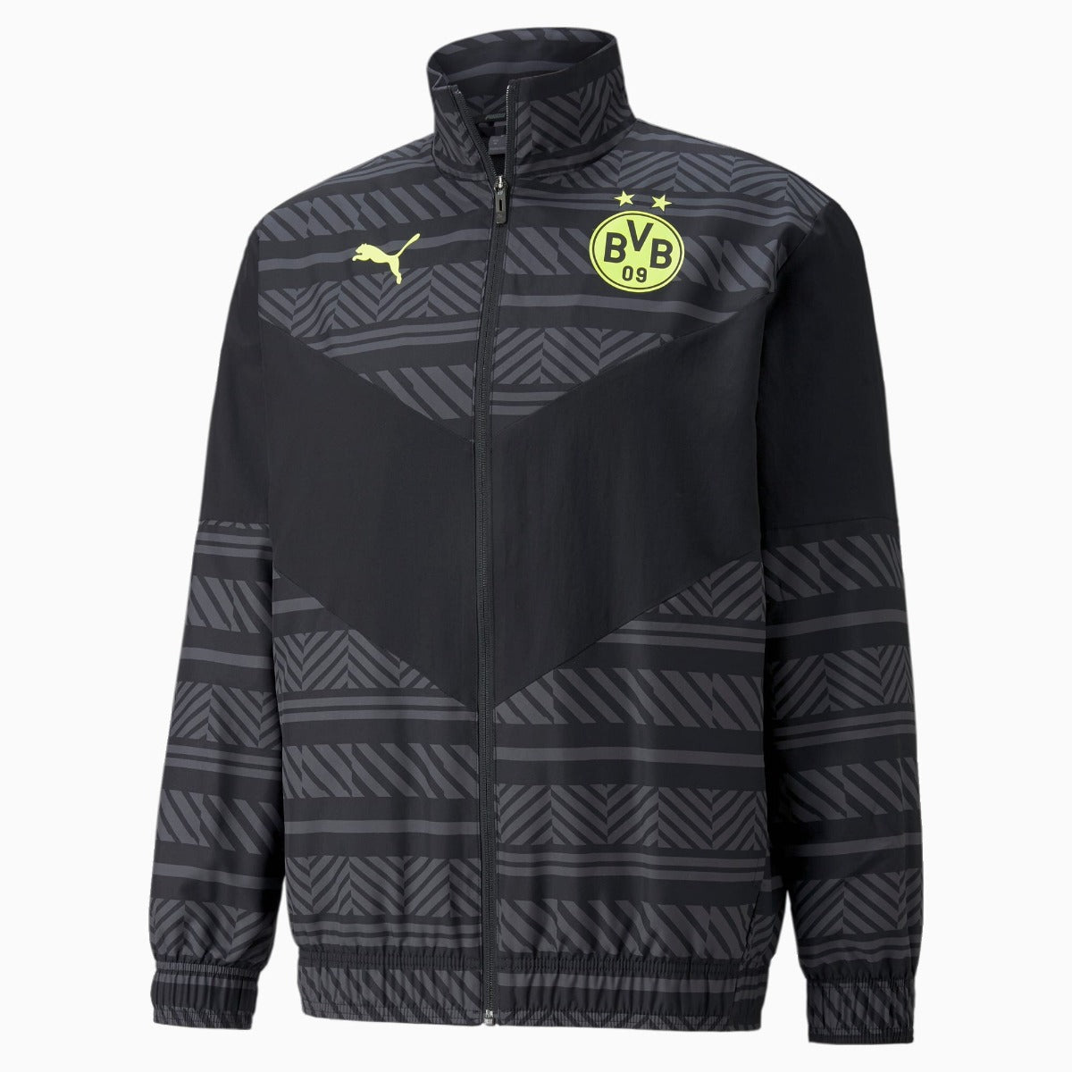 Puma 2022 Borussia Dortmund Pre-Match Jacket - Black-Safety Yellow (Front)