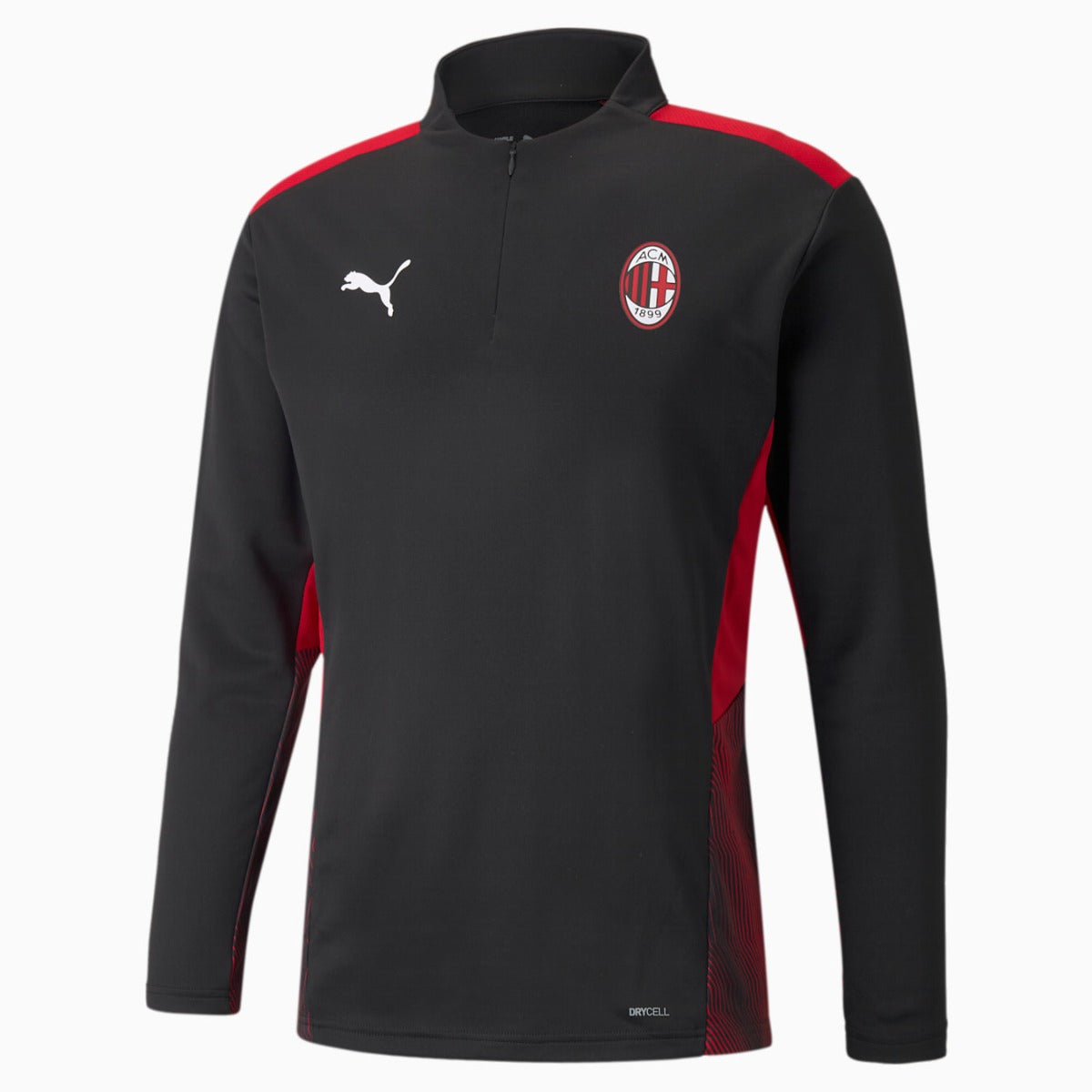 Puma 2021-22 AC Milan Quarter-Zip Top - Black-Red (Front)