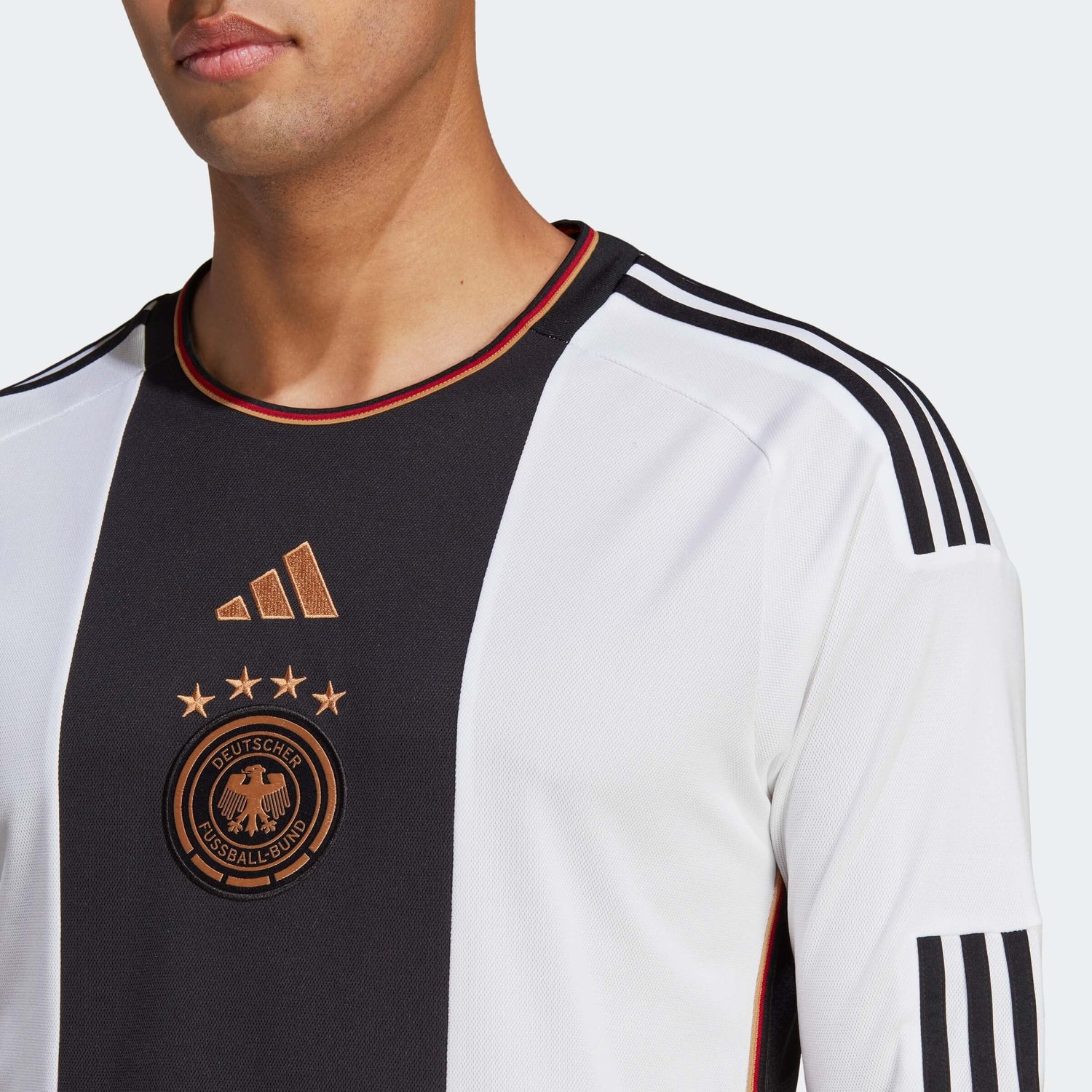 Adidas 2022-23 Germany Home Long Sleeve Jersey White-Black (Detail 1)