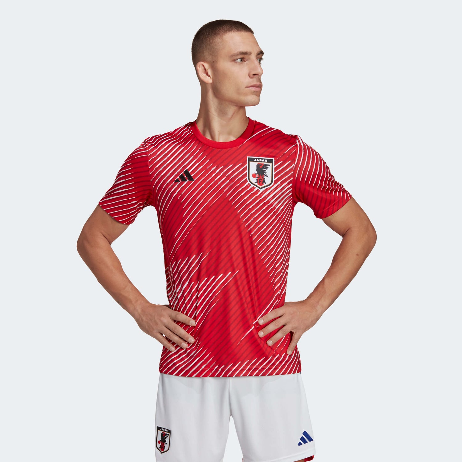 Adidas 2022-23 Japan Pre Match Jersey - Red (Model - Front)