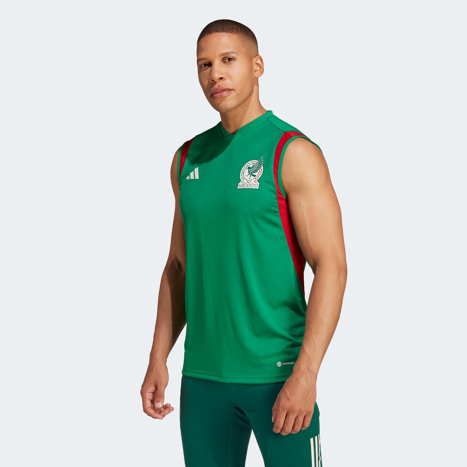 Adidas 2022-23 Mexico Tiro Sleeveless Training Jersey Green (Model - Front)
