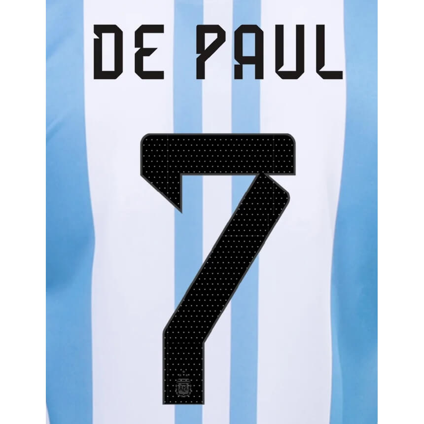 Argentina 2022-23 Home De Paul #7 Jersey Name Set (Back)