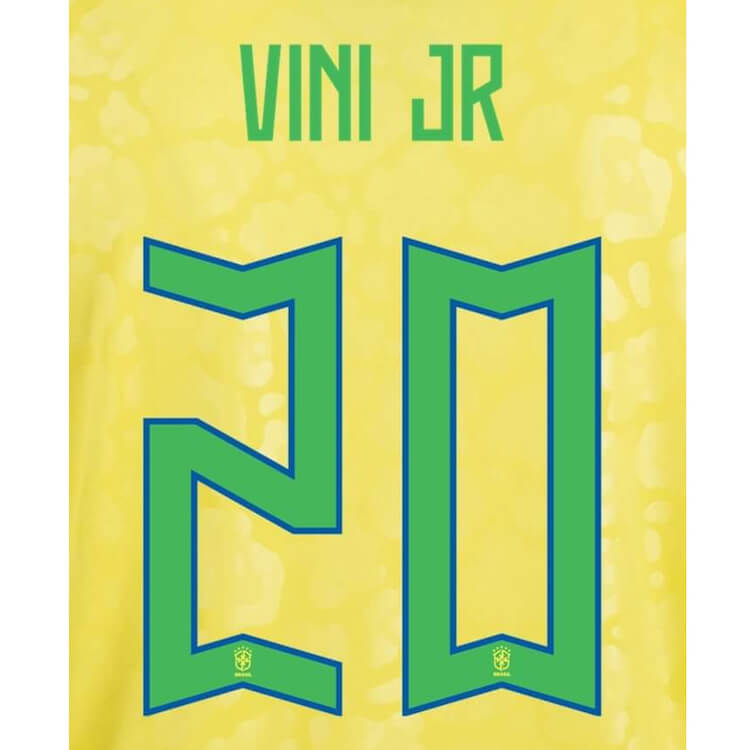 Brazil 2022-23 Home Vini JR #20 Youth Jersey Name Set (Back)