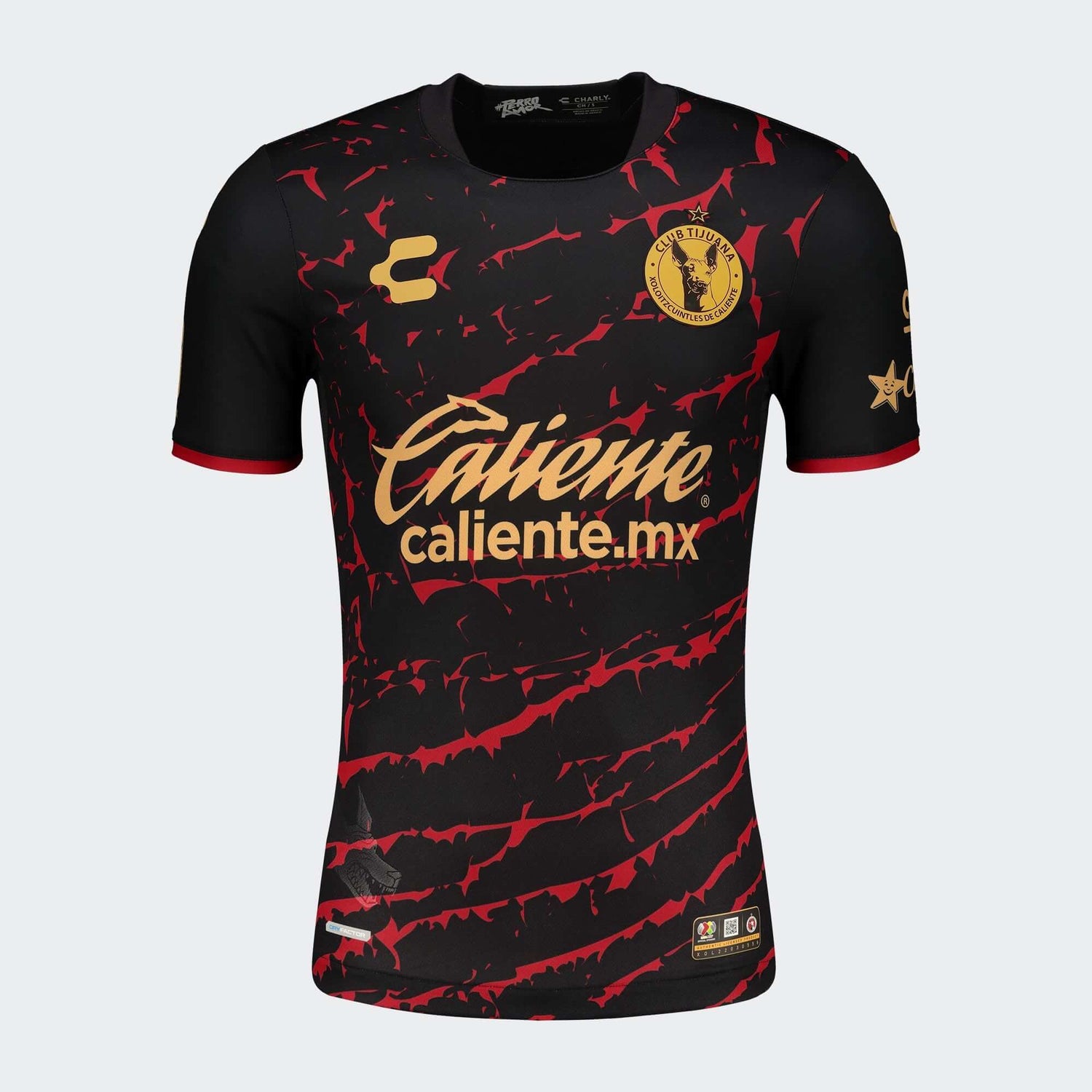 Charly 2022-23 Club Tijuana Home Jersey - Black-Red (Front)