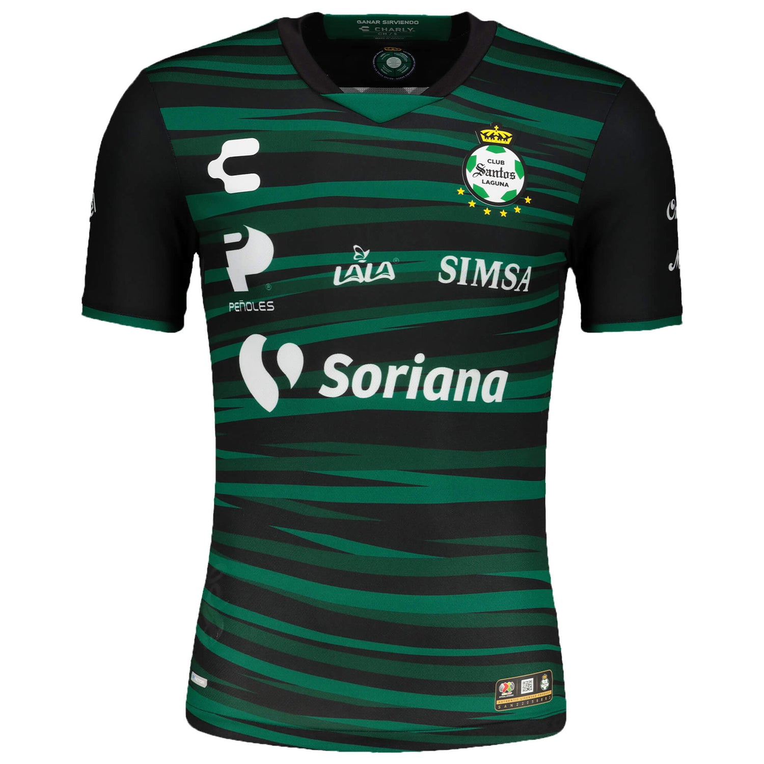 Charly 2022-23 Santos Away Jersey - Black-Green (Front)