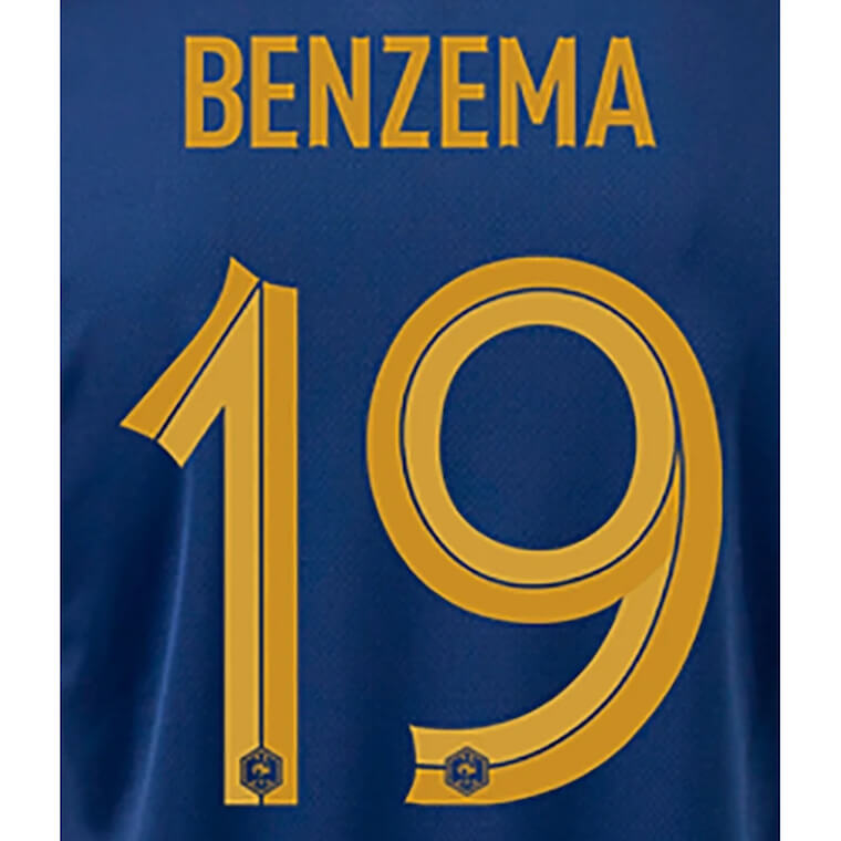 France 2022-23 Home Benzema #19 Jersey Name Set (Back)