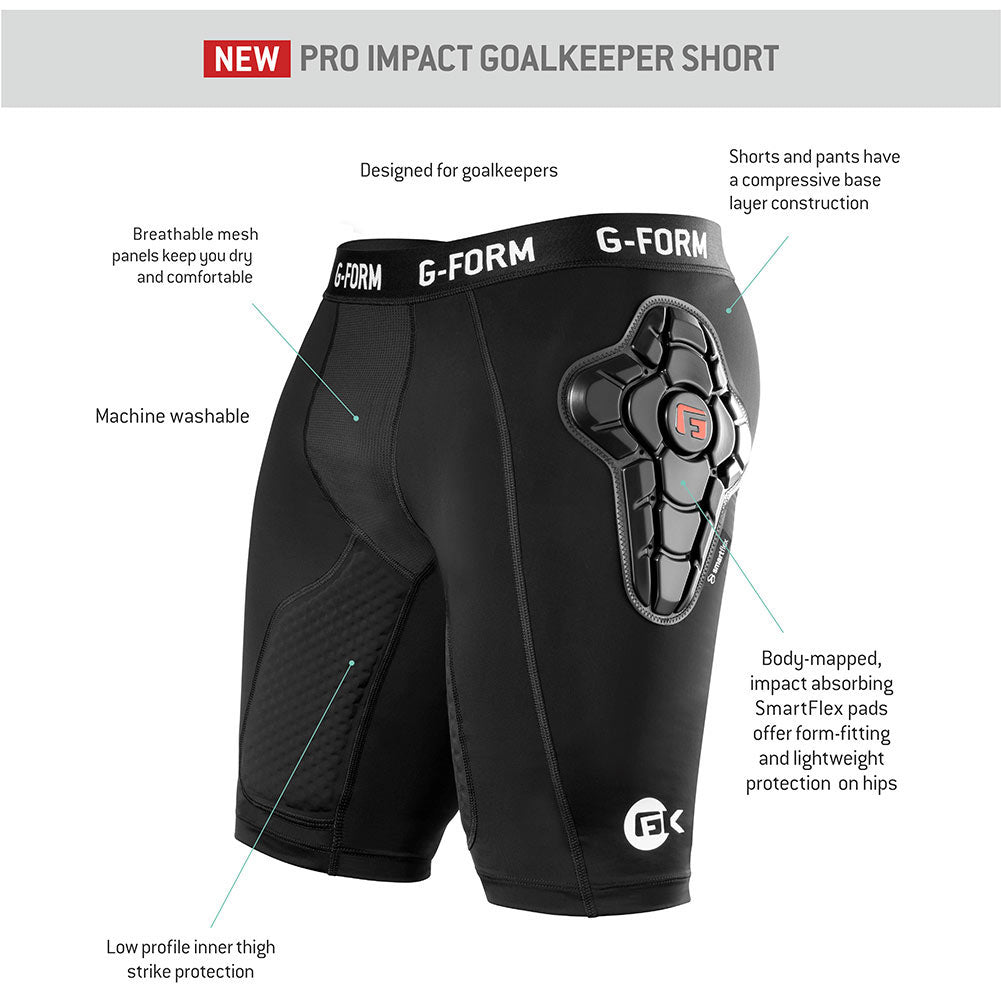 G-Form Goalkeeper Pro Impact Short - Black (Diagram)