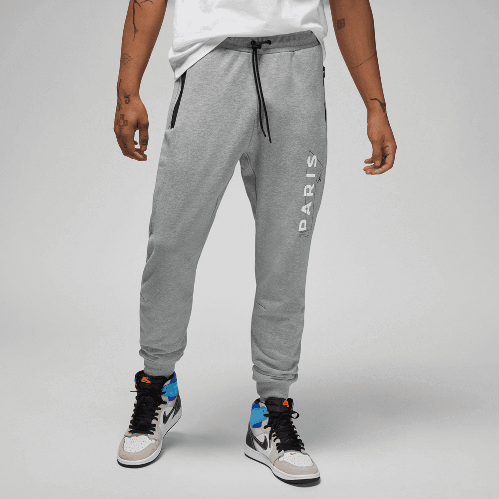 Jordan 2022-23 PSG Fleece Pants - Grey-White (Model - Front)