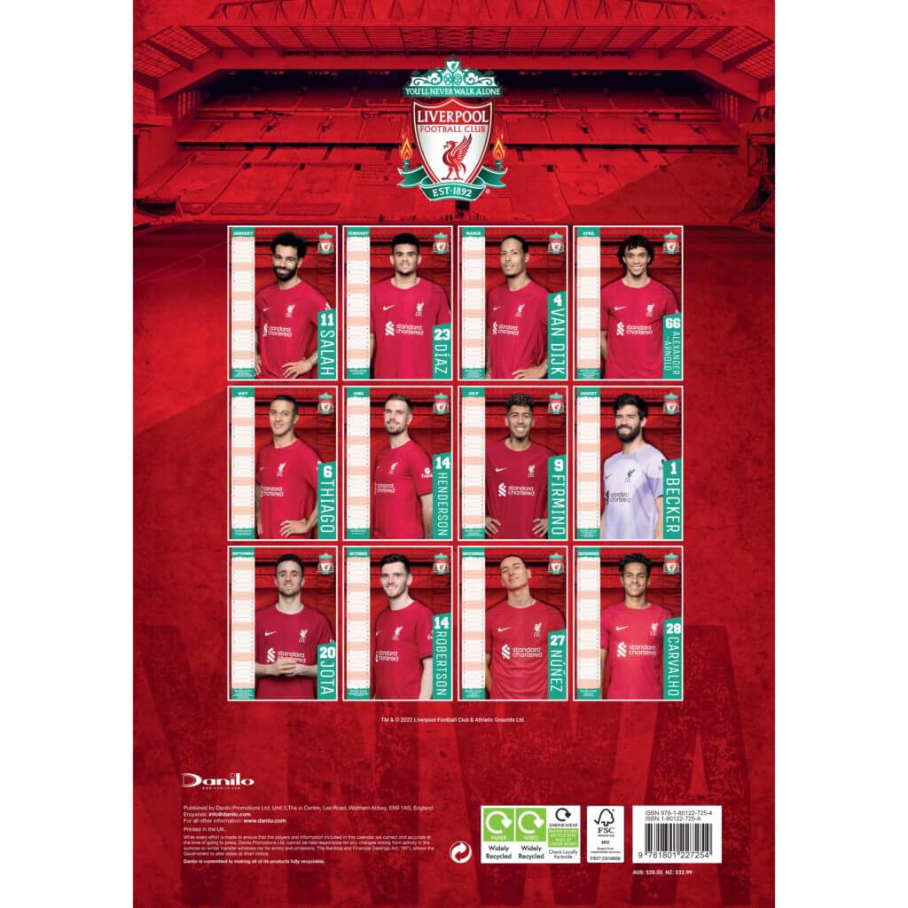 Liverpool 2023 Official Calendar (Back)