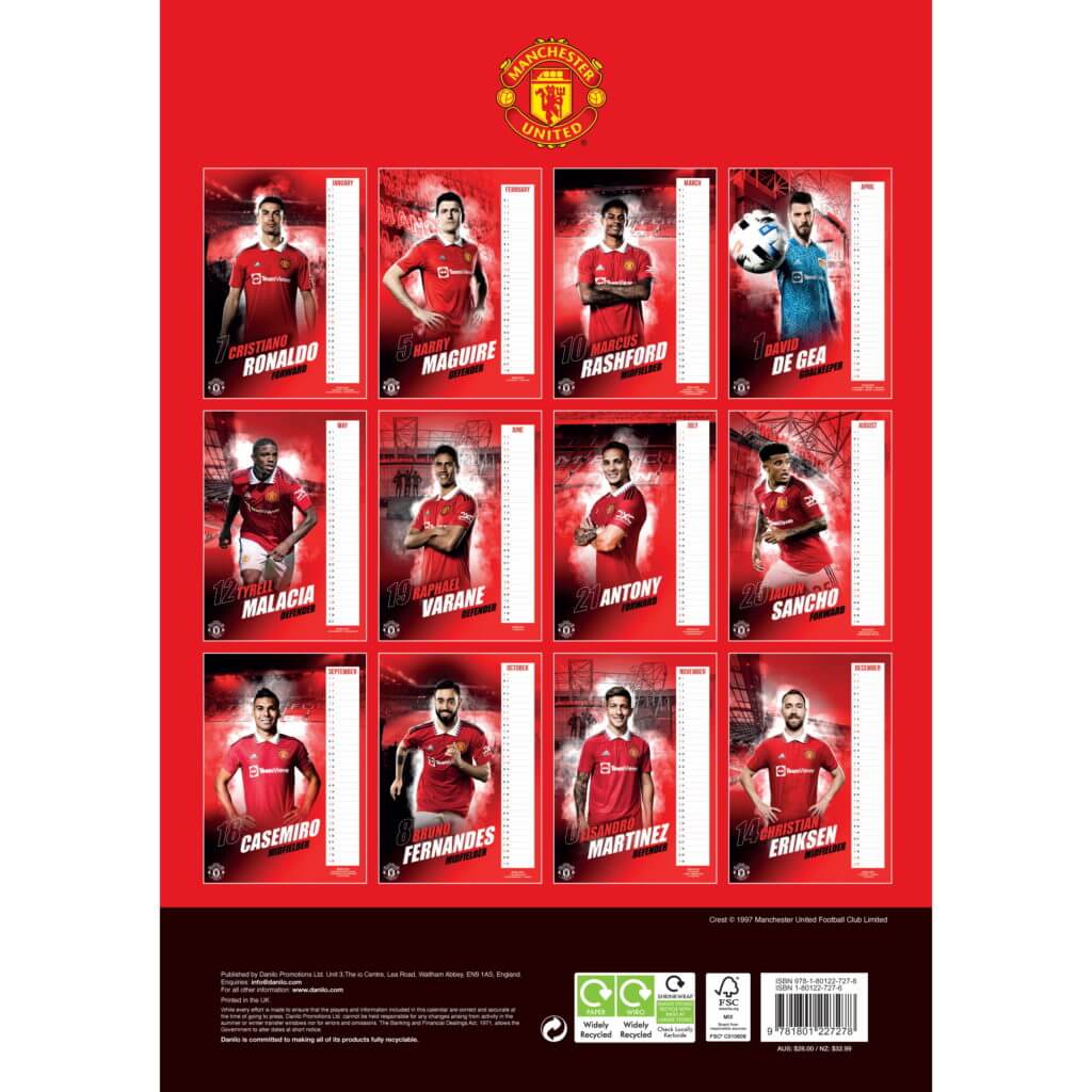 Manchester United 2023 Official Calendar (Back)