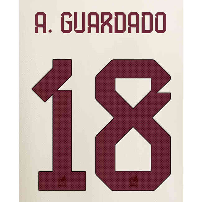 Mexico 2022/23 Away A. Guardado #18 Jersey Name Set (Back)