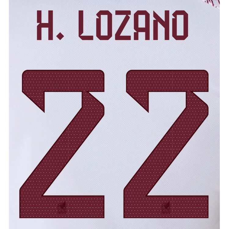 Mexico 2022/23 Away H. Lozano #22 Jersey Name Set (Back)